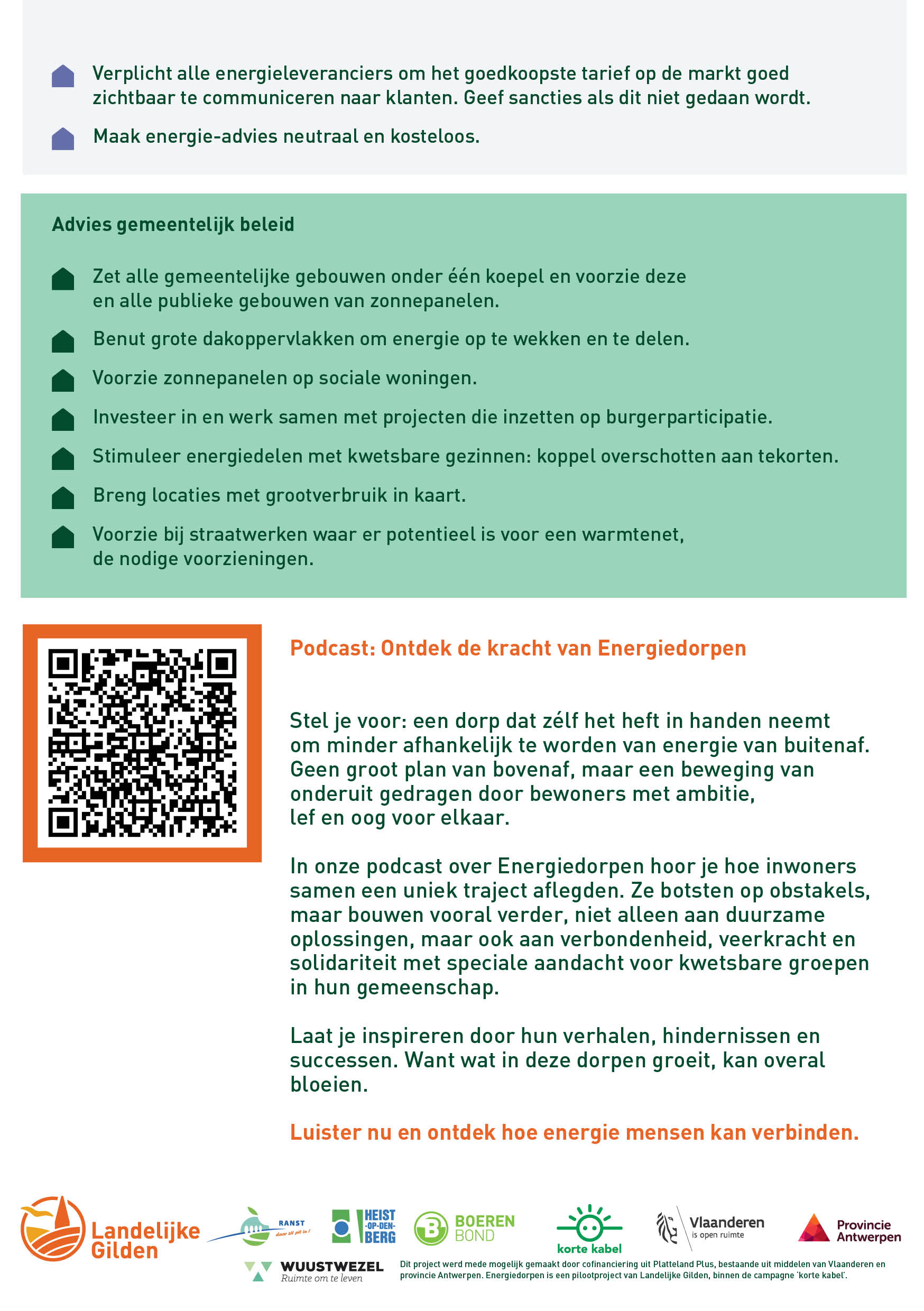 energiedorpen beleidsaanbevelingen